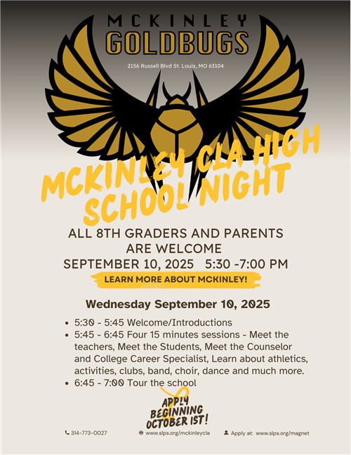 McKinley CLA High School Night, September 10 5:30 - 7:00PM